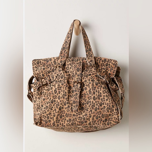 Free People Wild Thing Leather Tote Beige Combo - Picture 3 of 12